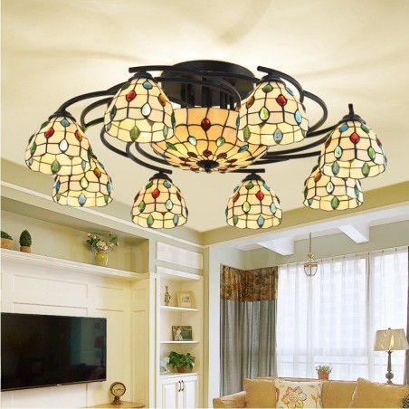 Lampadario mediterraneo a 11 luci LED integrato 88 x 30 cm