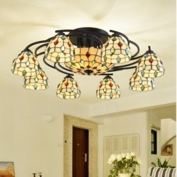 Lampadario mediterraneo a 11 luci LED integrato 88 x 30 cm