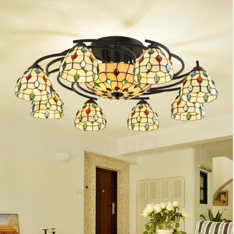 Lampadario mediterraneo a 11 luci LED integrato 88 x 30 cm