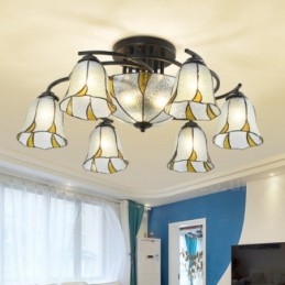Lampadario mediterraneo in metallo a 9 luci integrato, 78x30 cm