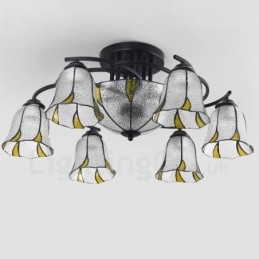 Lampadario mediterraneo in metallo a 9 luci integrato, 78x30 cm