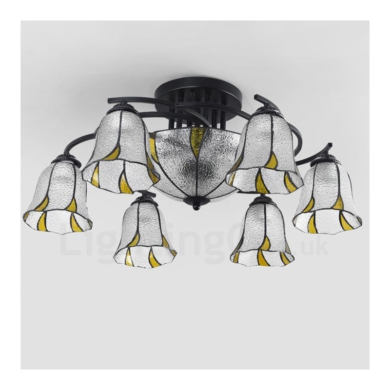 Lampadario mediterraneo in metallo a 9 luci integrato, 78x30 cm