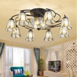 Lampadario in metallo stile mediterraneo 11 luci LED integrato 88x30 cm