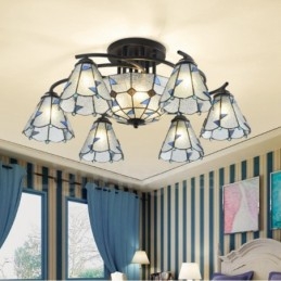 Lampadario mediterraneo in metallo a 9 luci 78x30 cm