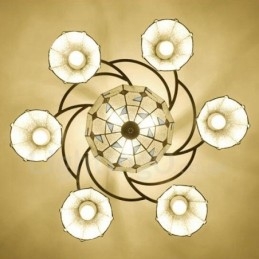 Lampadario mediterraneo in metallo a 9 luci 78x30 cm