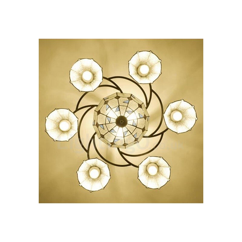 Lampadario mediterraneo in metallo a 9 luci 78x30 cm