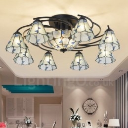 Lampadario in metallo a 11 luci stile mediterraneo 88 x 30 cm