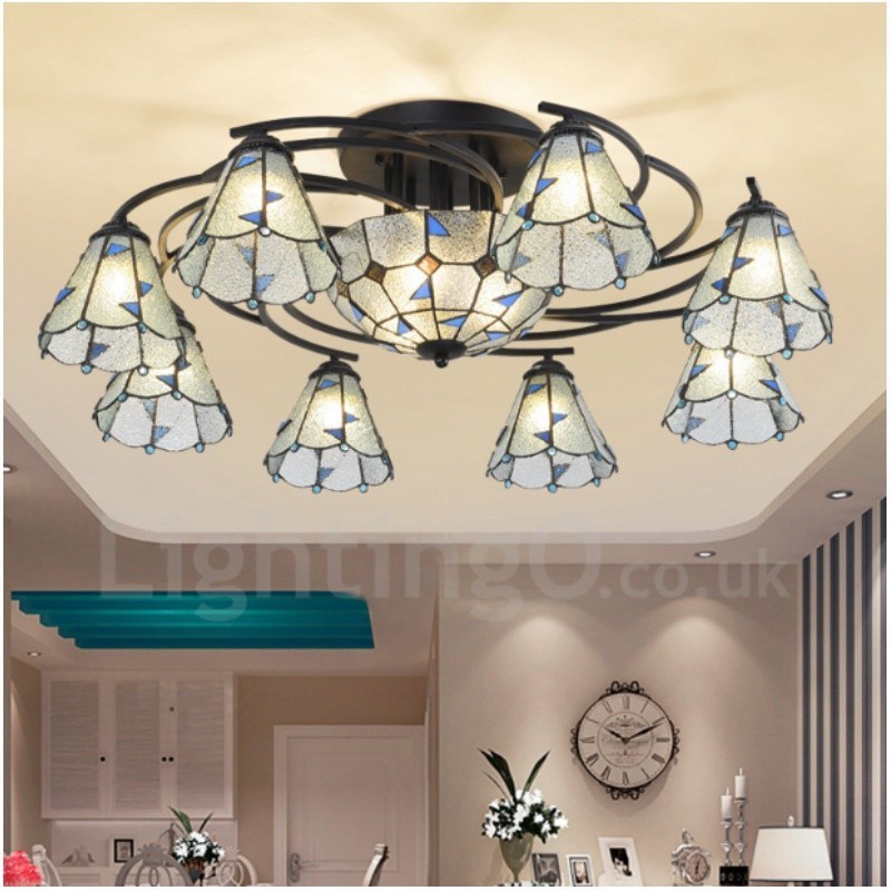 Lampadario in metallo a 11 luci stile mediterraneo 88 x 30 cm