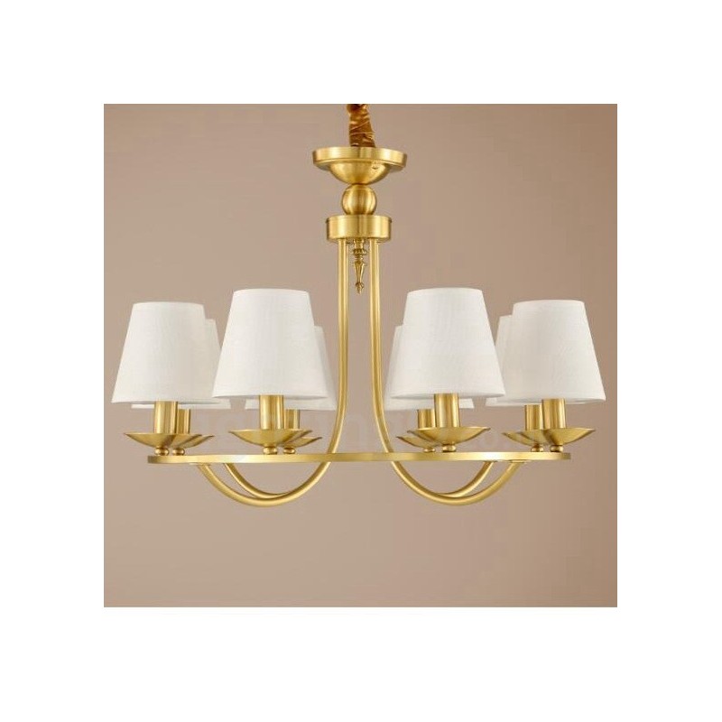 Lampadario rustico Lodge a LED integrato 8 luci rame e ottone 70 x 50 cm