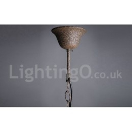 Lampadario vintage in metallo dipinto e cristallo color ruggine, 60 cm/80 cm