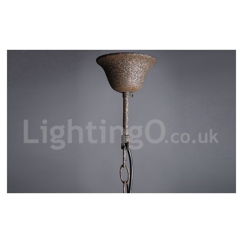 Lampadario vintage in metallo dipinto e cristallo color ruggine, 60 cm/80 cm