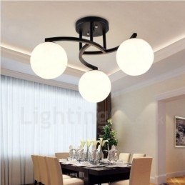 Lampadario rustico Lodge a 3 luci con paralume in vetro 48x28 cm