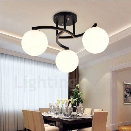 Lampadario rustico Lodge a 3 luci con paralume in vetro 48x28 cm