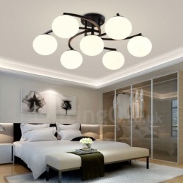 Lampadario rustico Lodge a 7 luci con paralume in vetro 70 x 33 cm