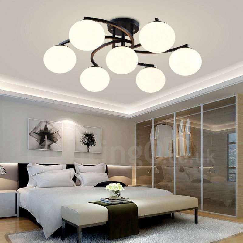 Lampadario rustico Lodge a 7 luci con paralume in vetro 70 x 33 cm