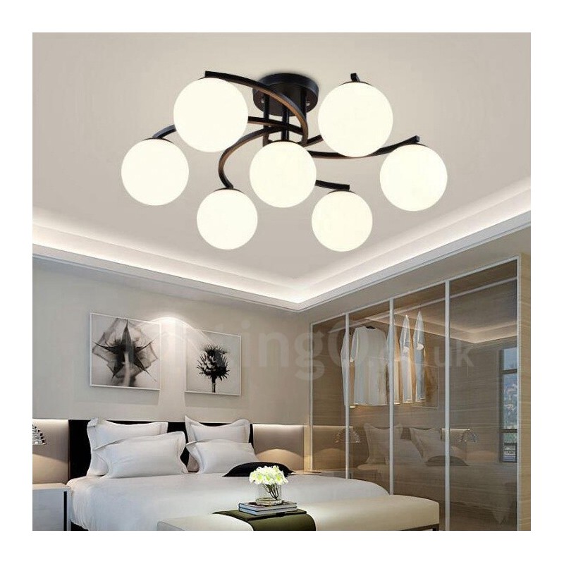 Lampadario rustico Lodge a 7 luci con paralume in vetro 70 x 33 cm