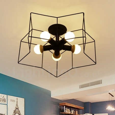Lampadario rustico a 5 luci LED integrato 60x11 cm