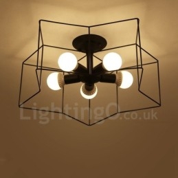 Lampadario rustico a 5 luci LED integrato 60x11 cm