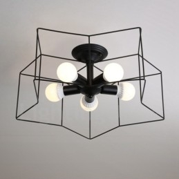 Lampadario rustico a 5 luci LED integrato 60x11 cm