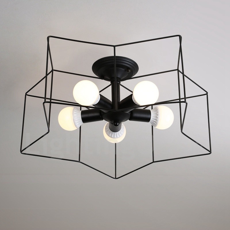 Lampadario rustico a 5 luci LED integrato 60x11 cm