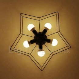 Lampadario rustico a 5 luci LED integrato 60x11 cm