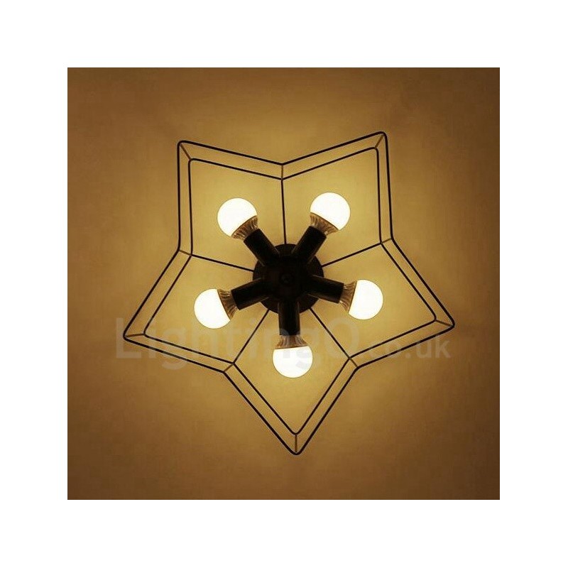 Lampadario rustico a 5 luci LED integrato 60x11 cm