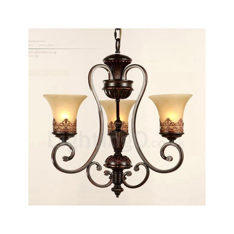 Lampadario rustico Lodge in metallo a LED integrato 3 luci 58 x 53 cm