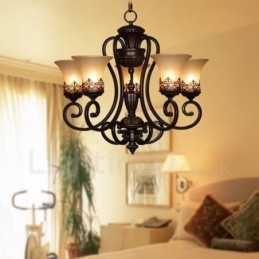 Lampadario rustico Lodge in metallo a 5 luci LED integrato 68 x 53 cm
