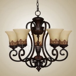 Lampadario rustico Lodge in metallo a 5 luci LED integrato 68 x 53 cm