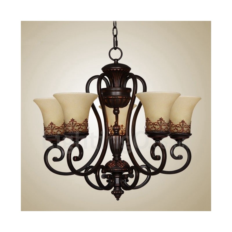 Lampadario rustico Lodge in metallo a 5 luci LED integrato 68 x 53 cm