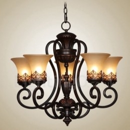 Lampadario rustico Lodge in metallo a 5 luci LED integrato 68 x 53 cm