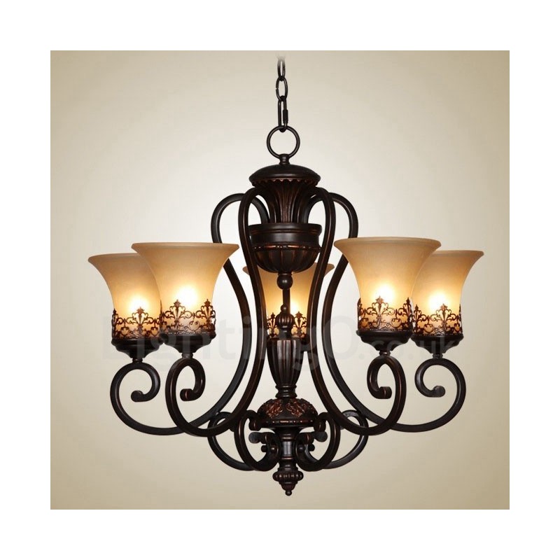 Lampadario rustico Lodge in metallo a 5 luci LED integrato 68 x 53 cm