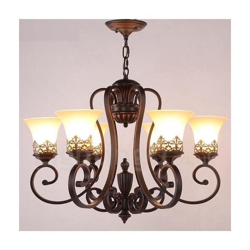 Lampadario Rustico Rustic Lodge in metallo a 6 luci, LED integrato, 70 x 53 cm