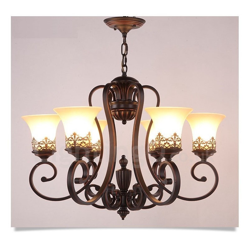 Lampadario Rustico Rustic Lodge in metallo a 6 luci, LED integrato, 70 x 53 cm