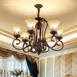 Lampadario Rustico Rustic Lodge in metallo a 6 luci, LED integrato, 70 x 53 cm