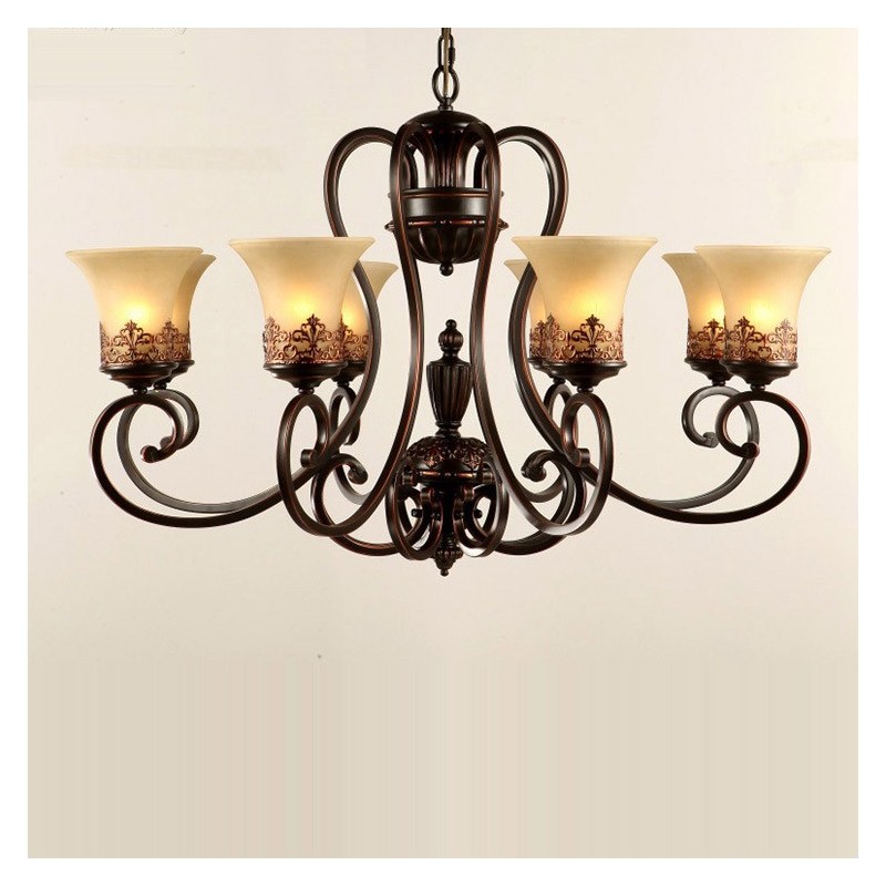 Lampadario Rustic Lodge in metallo con LED integrato 8 luci 92 x 56 cm