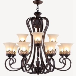 Lampadario Rustic Lodge in metallo a LED integrato 12 luci 92 x 77 cm