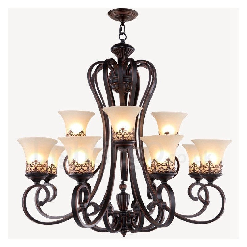 Lampadario Rustic Lodge in metallo a LED integrato 12 luci 92 x 77 cm