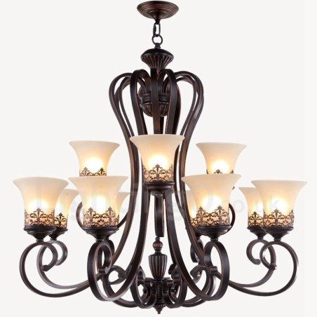 Lampadario Rustic Lodge in metallo a LED integrato 12 luci 92 x 77 cm