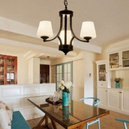 Lampadario rustico Lodge in metallo con LED integrato 3 luci 45 x 40 cm