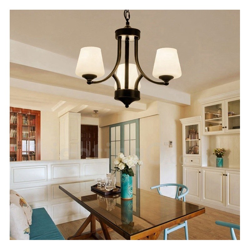 Lampadario rustico Lodge in metallo con LED integrato 3 luci 45 x 40 cm