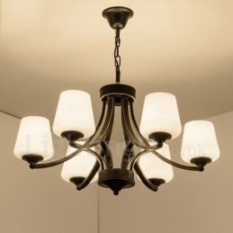 Lampadario rustico Lodge in metallo con LED integrato 6 luci 68 x 40 cm