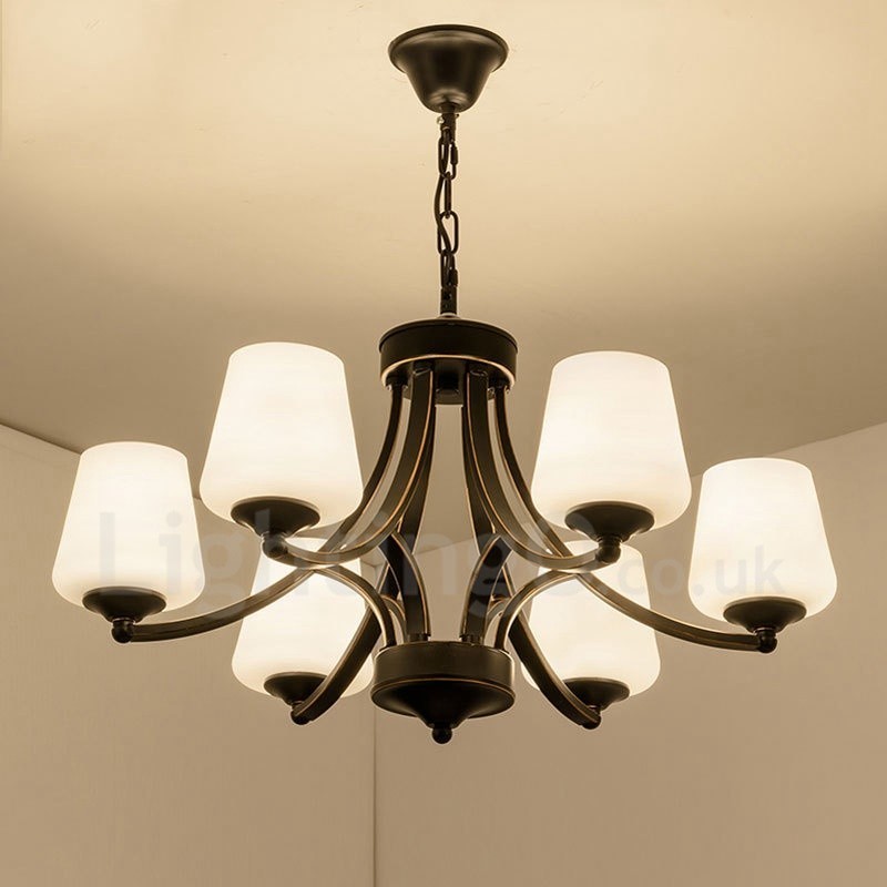 Lampadario rustico Lodge in metallo con LED integrato 6 luci 68 x 40 cm