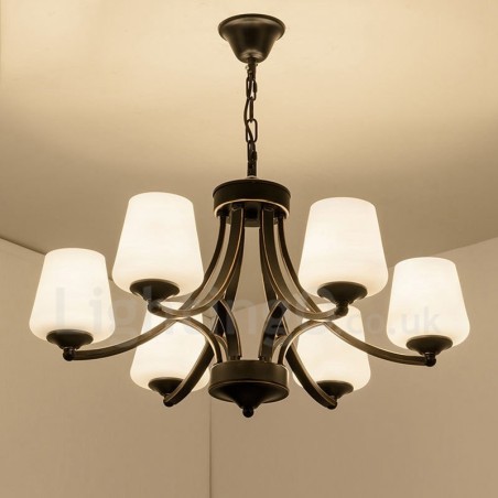 Lampadario rustico Lodge in metallo con LED integrato 6 luci 68 x 40 cm