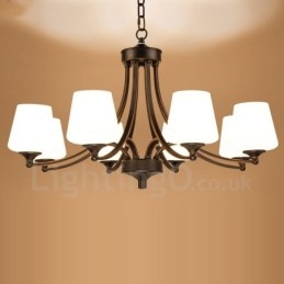 Lampadario rustico in metallo Rustic Lodge a 8 luci con LED integrato 80x40 cm