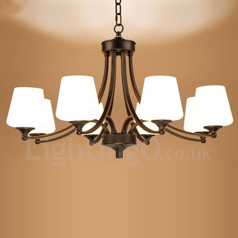 Lampadario rustico in metallo Rustic Lodge a 8 luci con LED integrato 80x40 cm
