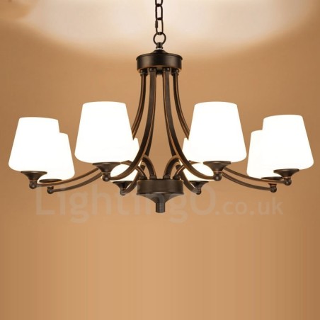 Lampadario rustico in metallo Rustic Lodge a 8 luci con LED integrato 80x40 cm