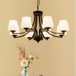 Lampadario rustico in metallo Rustic Lodge a 8 luci con LED integrato 80x40 cm
