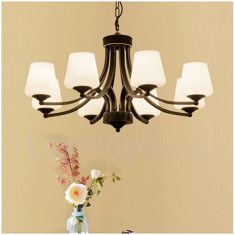 Lampadario rustico in metallo Rustic Lodge a 8 luci con LED integrato 80x40 cm