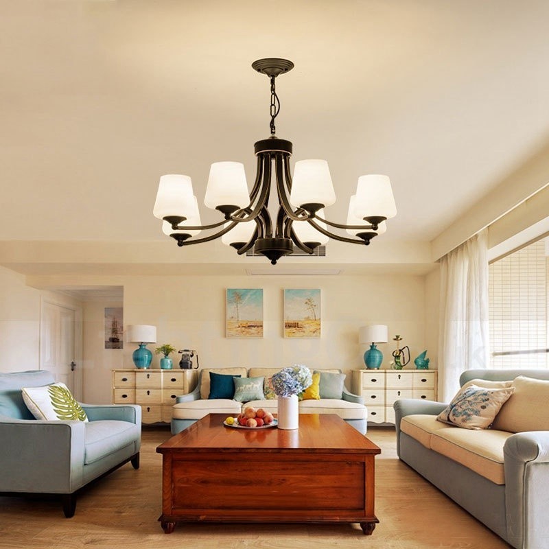 Lampadario rustico in metallo Rustic Lodge a 8 luci con LED integrato 80x40 cm